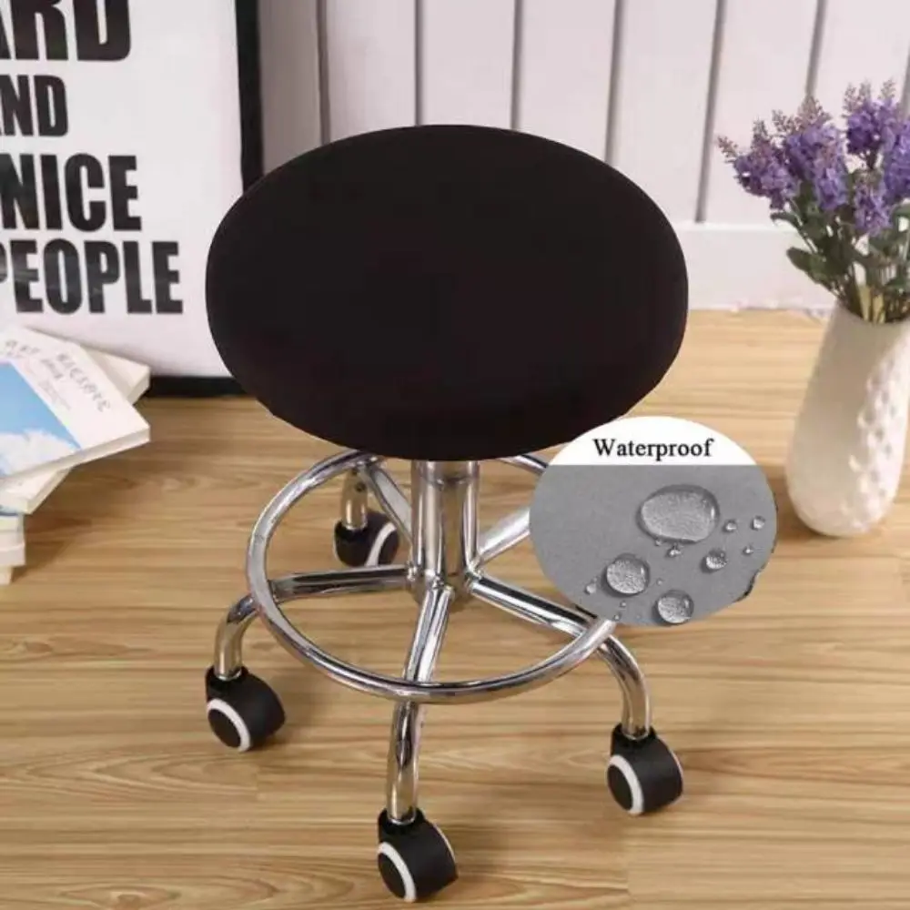 

1PC Solid Color Elastic Waterproof Milk Silk Round Stool Cover Suitable For Round Stool Cover Anti Dirty Dining Stool Covers