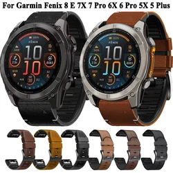 Synthetic Leather Silicone Quickfit Strap For Garmin Fenix 8 51mm/47mm Fenix E 7 7X Pro 6X 6 Pro 5 5X Plus Wristband Bracelet