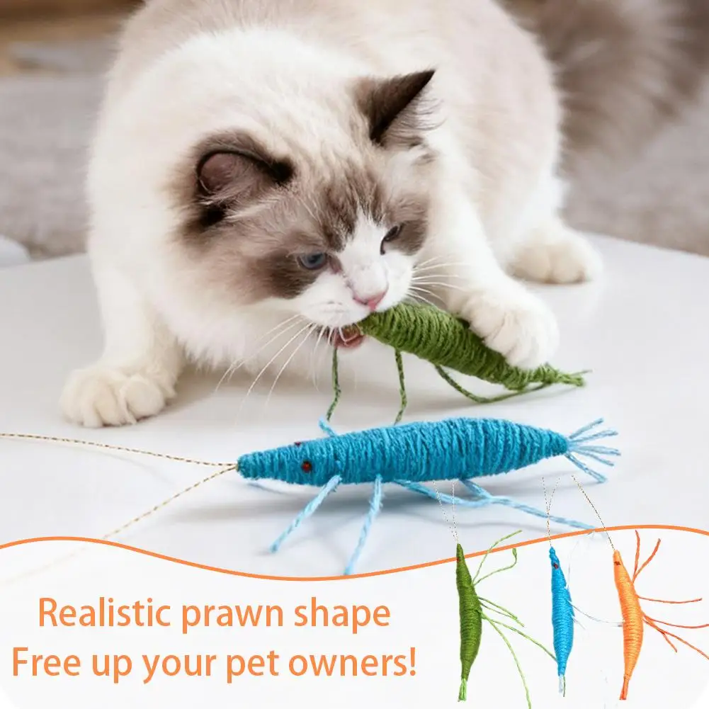 Nette Simulation Wolle Garnelen Katze Spielzeug Interaktive Kätzchen Kauen Spielzeug Für Indoor Katze Selbst Vergnügen Spielzeug