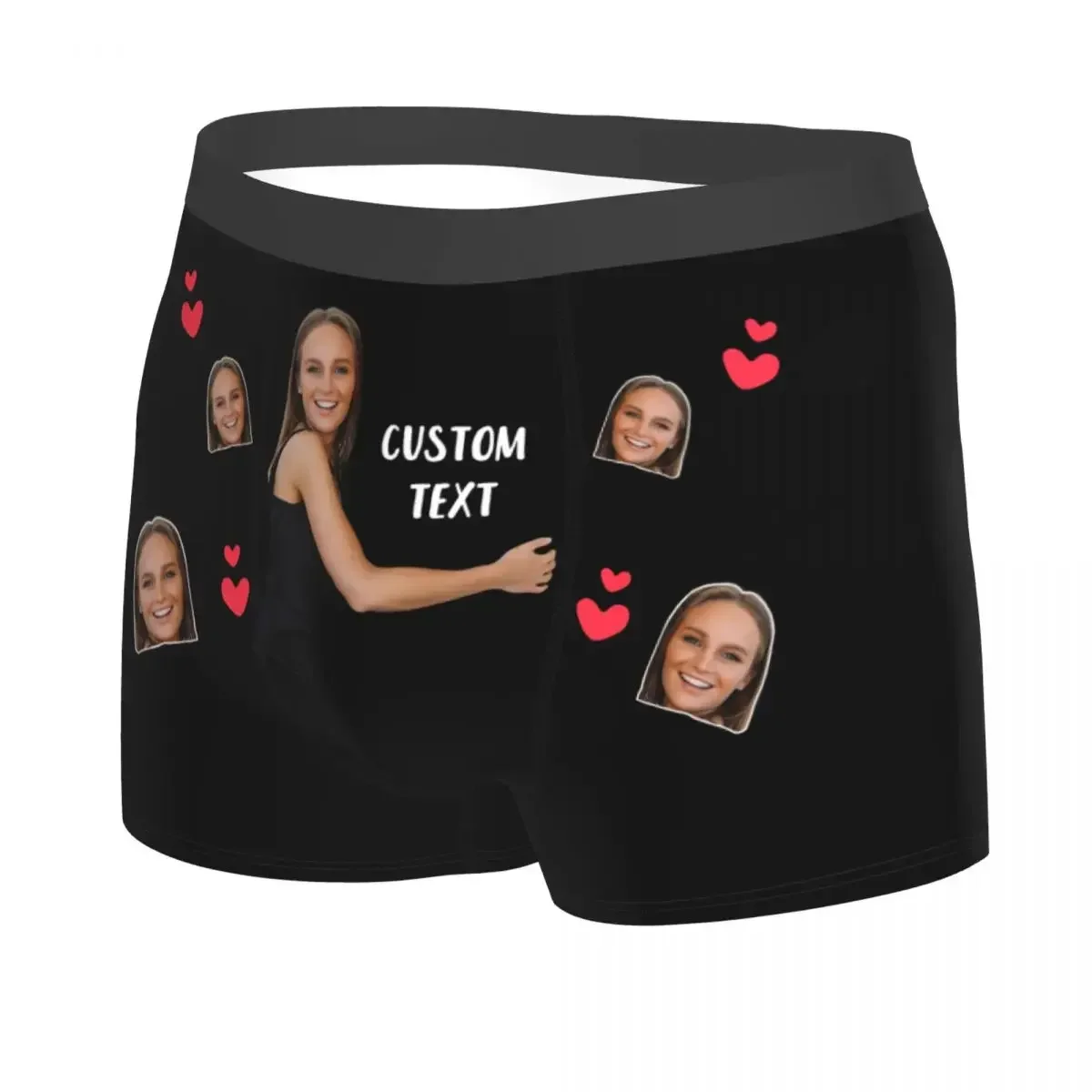 Custom Personalized Face Photo Men's Long Underwear Valentine's Day Gift Boxer Shorts Panties Breathable Underpants for Homme