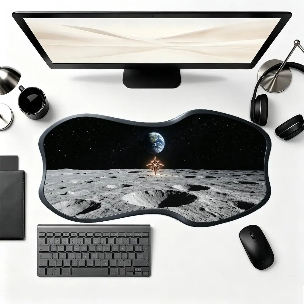 Moon Base Lunar Landscape Mousepad Smooth Cloth Surface Precision Tracking Special Shaped Creative For Space Fans