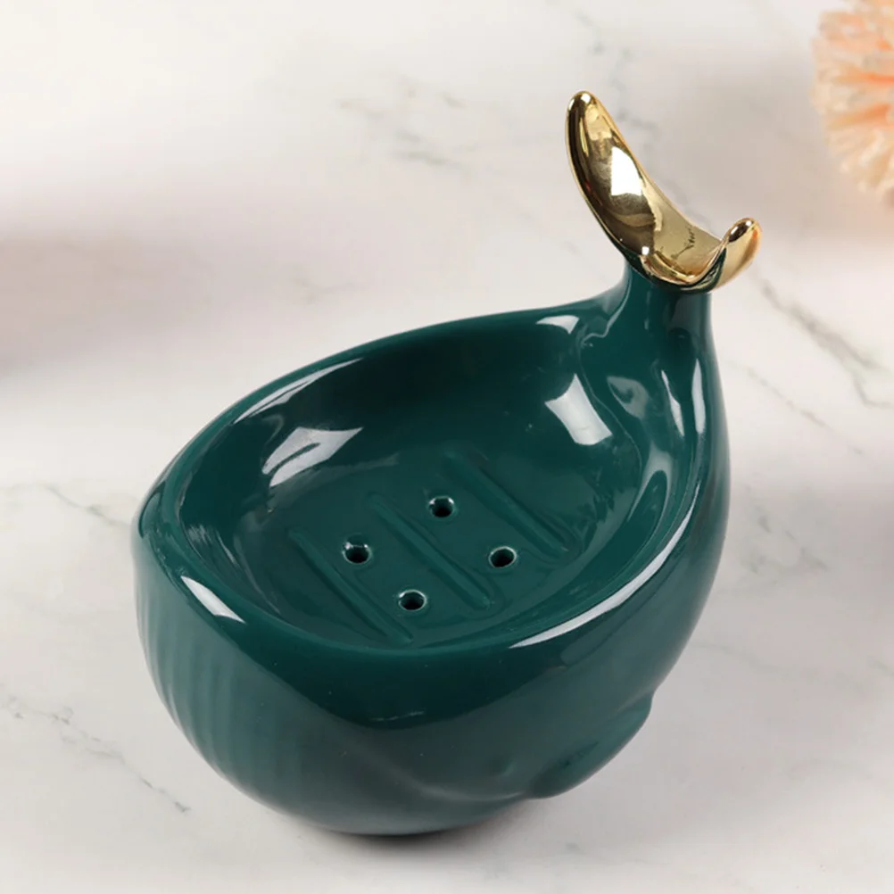 

Soap Draining Tray Holder with Shower Dish Ceramic Sink Sponge Travel Container
