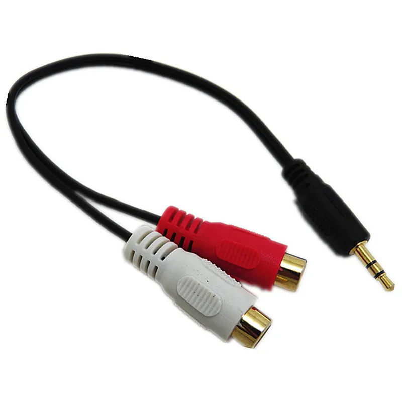 0.2M 3.5mm Jack do 2 RCA kable Audio 3.5 męski na RCA żeński pozłacany koncentryczny przewód Aux do laptopa TV wzmacniacz DVD