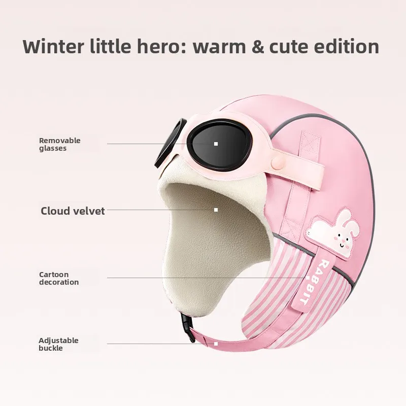 The New Children's Hat Autumn and Winter Baby Ear Protection Lei Feng Hat Winter Boys and Girls Warm Bib New Thickening