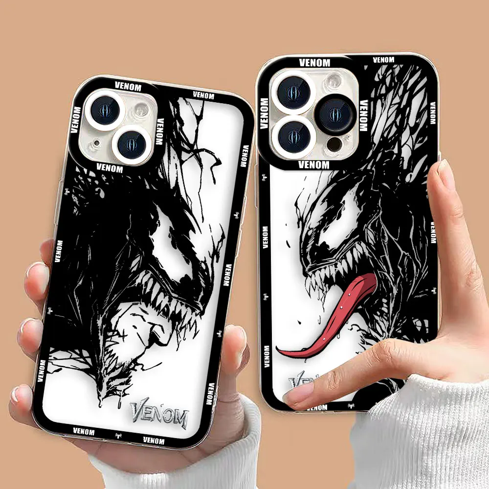 

Прозрачный чехол для телефона Marvel Black Venom с индивидуальным фото для MOTO G9 PLAY PLUS G22 G30 G32 G52 G53 G60 G71 G72 EDGE 40, силиконовый чехол