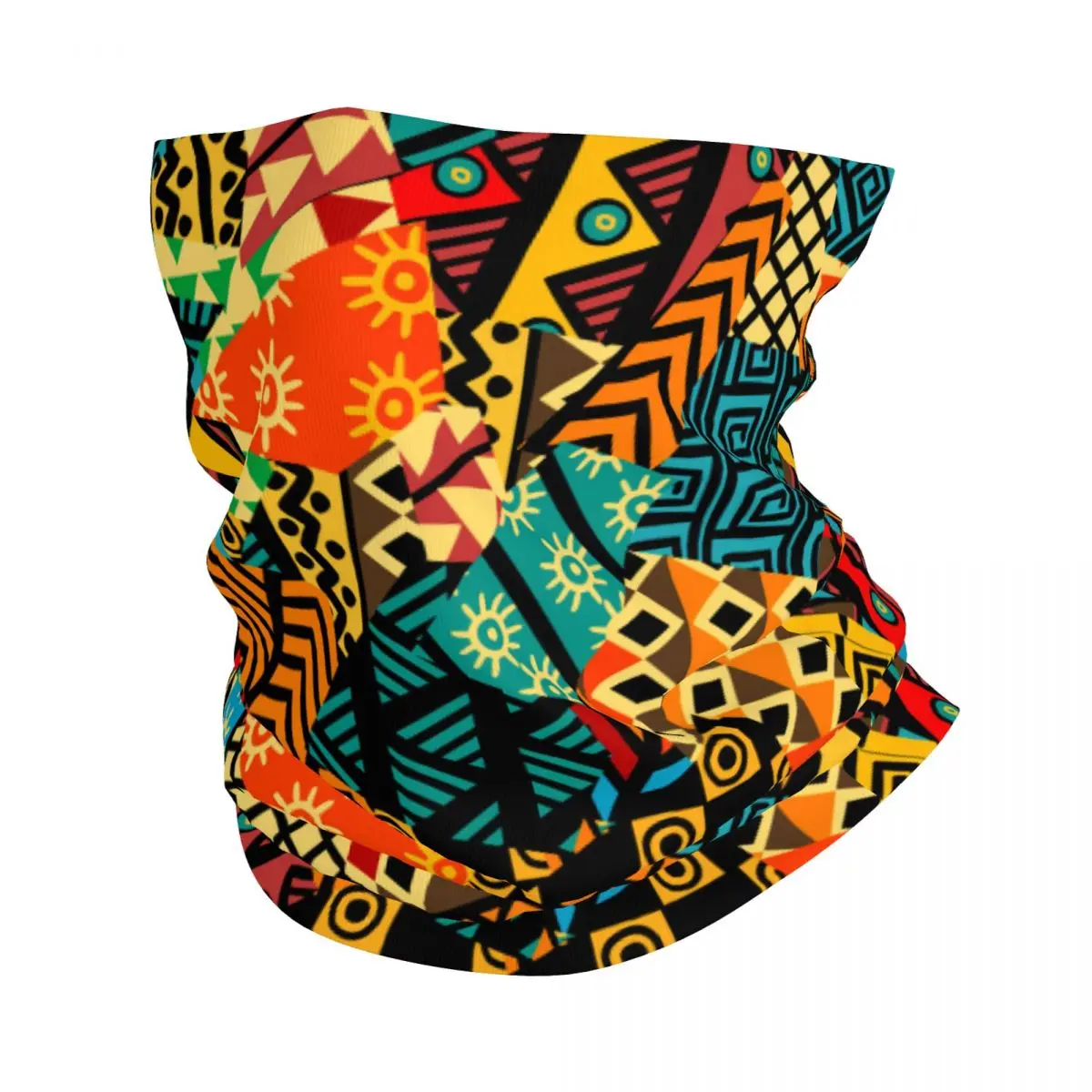 

Colored African Patchwork Thin Bandana Neck Gaiter Wrap Scarf Headband Neck Cover
