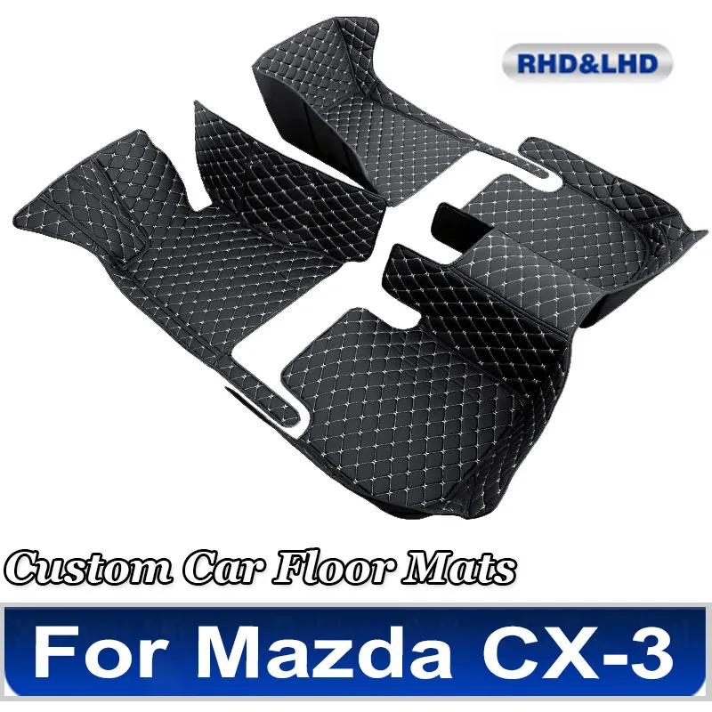 Car Floor Mats For Mazda CX-3 CX3 DK 2016~2022 Leather Luxury Mat Protective Rug Carpet Set Auto Interior Parts Car Accessories