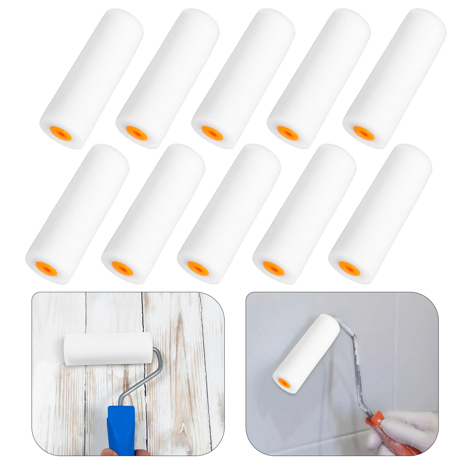 

10pcs Paint Brush 4 Inch Sponge Covers Wall Sponge Rollers For Painting Painting Replacement Frame Household Tools