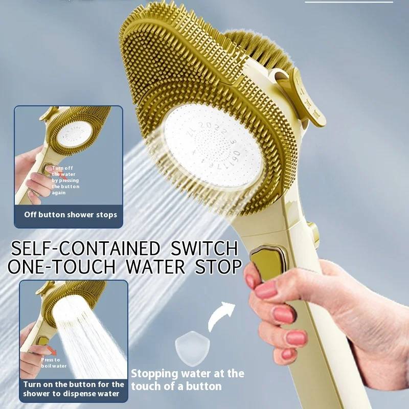 

High Pressure Shower Head 4 Modes Shower Head Adjustable One-Key Stop Water Massage Shower Head Bathroom Accessories