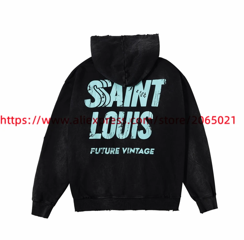 Washed Cardigan Saint SSSAINT LOUIS Splashing Ink Graffiti Hoodie Men Women Best Quality Pullovers Hooded