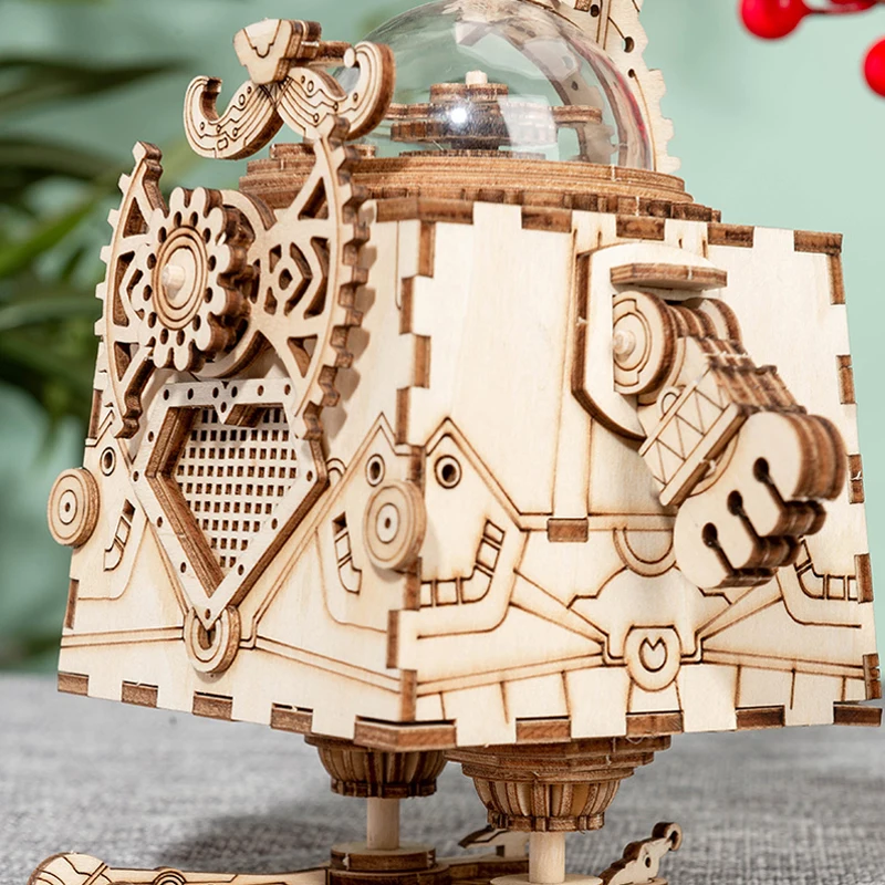 

3D Wooden Assembly Model Punk Rabbit Laser Cut Birch Plywood Mechanical Music Box DIY Kit Home Decor Adult Craft Project Gift