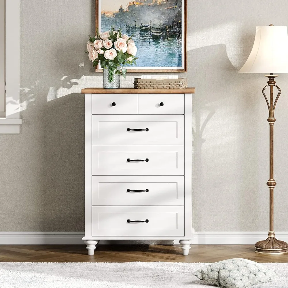 

Customizable Dresser for Bedroom with 5 Drawers, Tall Kids with Wide Chest of, Mid Century Modern Wooden Closet
