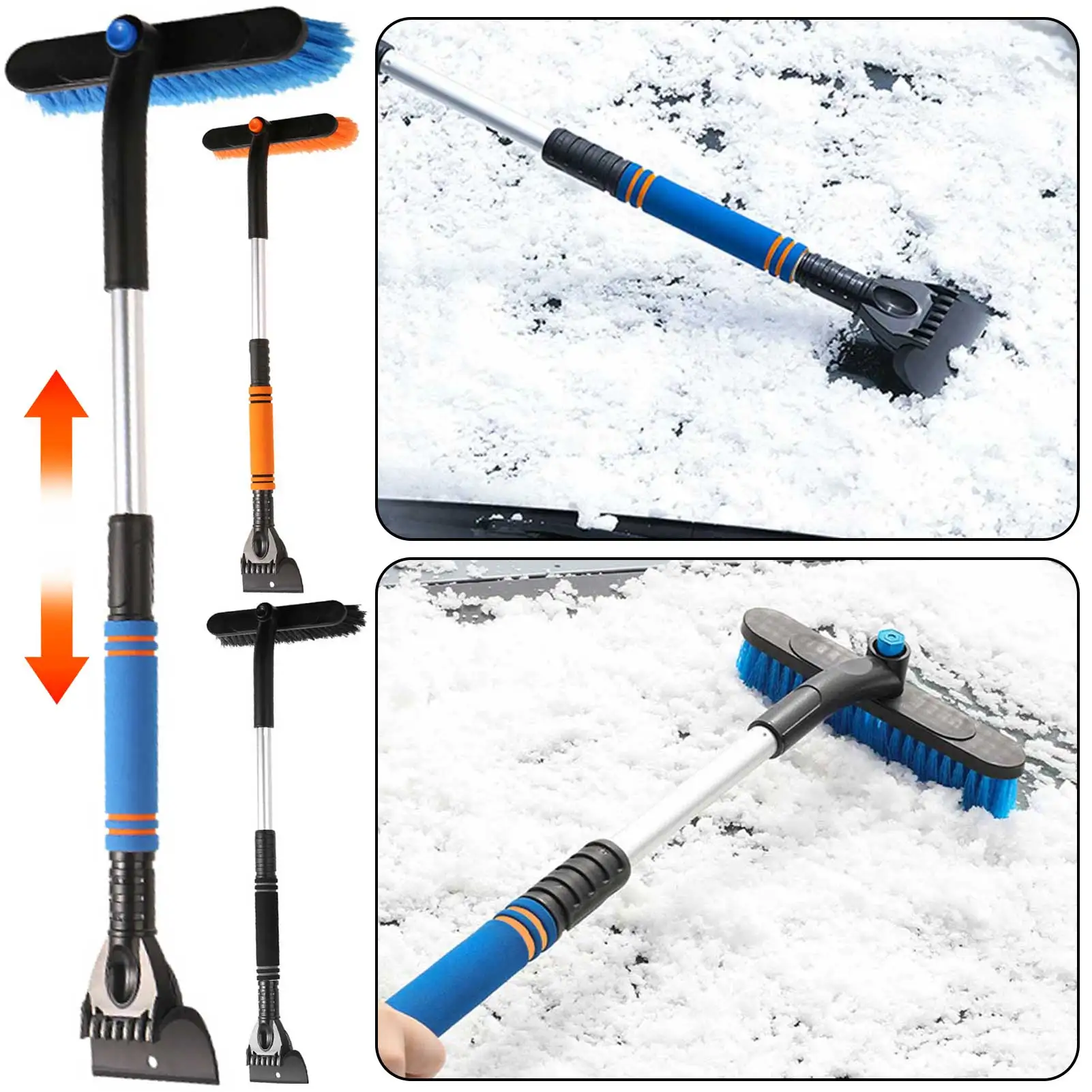 

Telescopic Ice Scraper For Car Windscreen,360°Pivoting Snow Scraper Brush，Multifunctional Snow Shovel For Deicing Sweeping