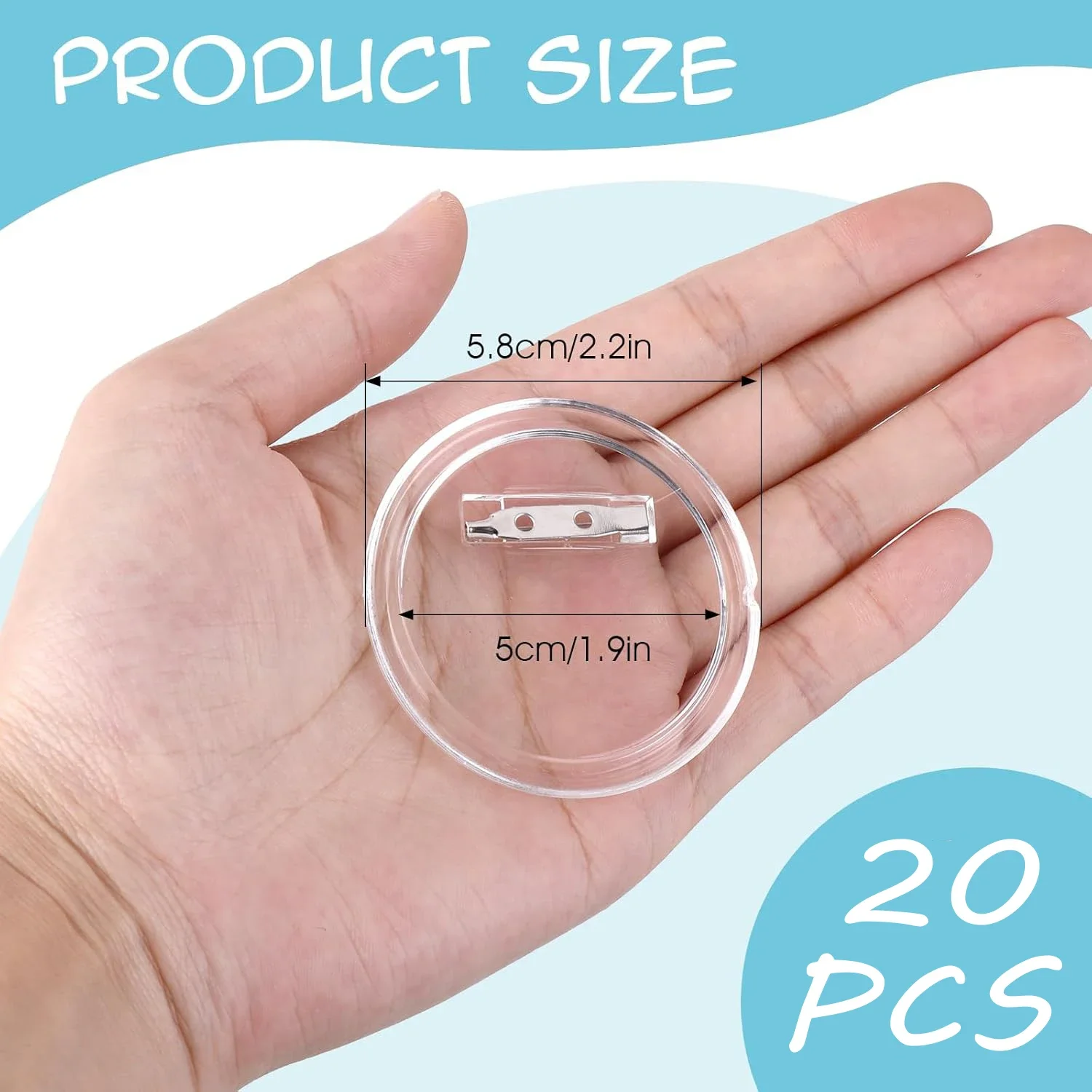 5-20PCS Buttons Blanks with Pins Clear Acrylic Button Pins Badge Kit Photo Buttons DIY Craft Button for DIY Badges Supplies