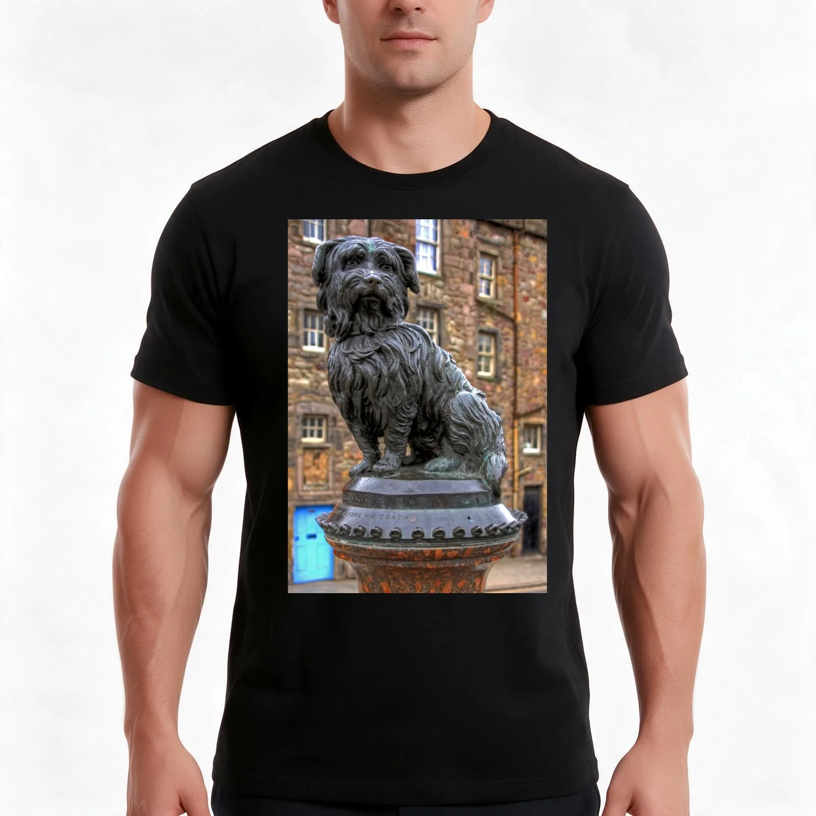 Greyfriars Bobby T-Shirt, Summer Casual Cotton Tee, Oversized Streetwear Tops, Vintage Graphic Print, Loose Fit Short Sleeve