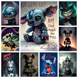 Diy Diamond Art Painting Kits Horror Mickey and Minnie Mouse Art Gothic Disney Cartoon Alice Beauty and the Beast Mosaic Cross