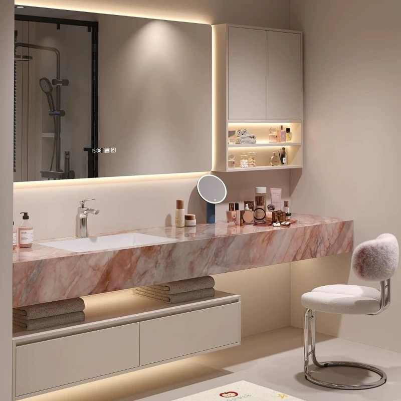 Four Seasons Green Slate Wash Table Integrated Basin Hotel Bathroom Cabinet Ceramic Integrated Basin Bathroom Cabinet Wash Table