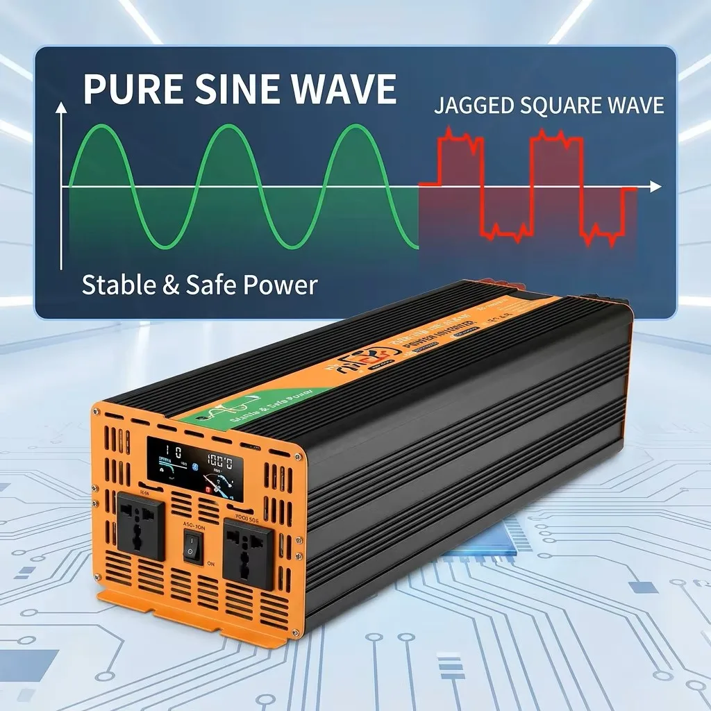MSKJ MD-5000S Series Pure Sine Wave Inverter DC12V/24V To AC220V Digital Display Car Solar Power Inverter