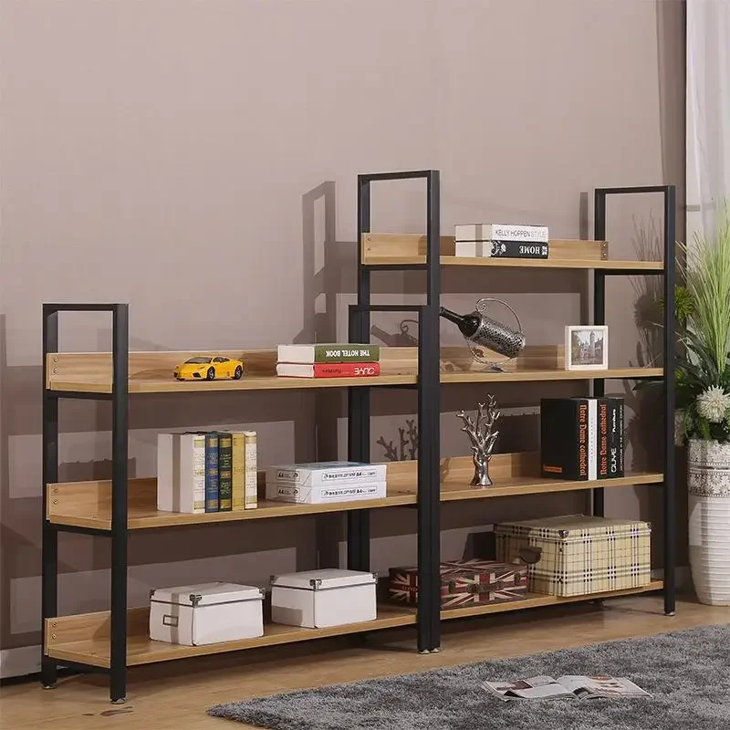 Supermarket steel and wood shelves, cosmetics shelves, multi-layer iron art floor bookshelves, wholesale shoe stores