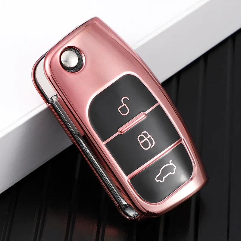 TPU Car Flip Key Case Cover For Ford Focus 2 MK2 Fiesta Mondeo Galaxy Falcon Territory Ecosport Shell Fob Protector