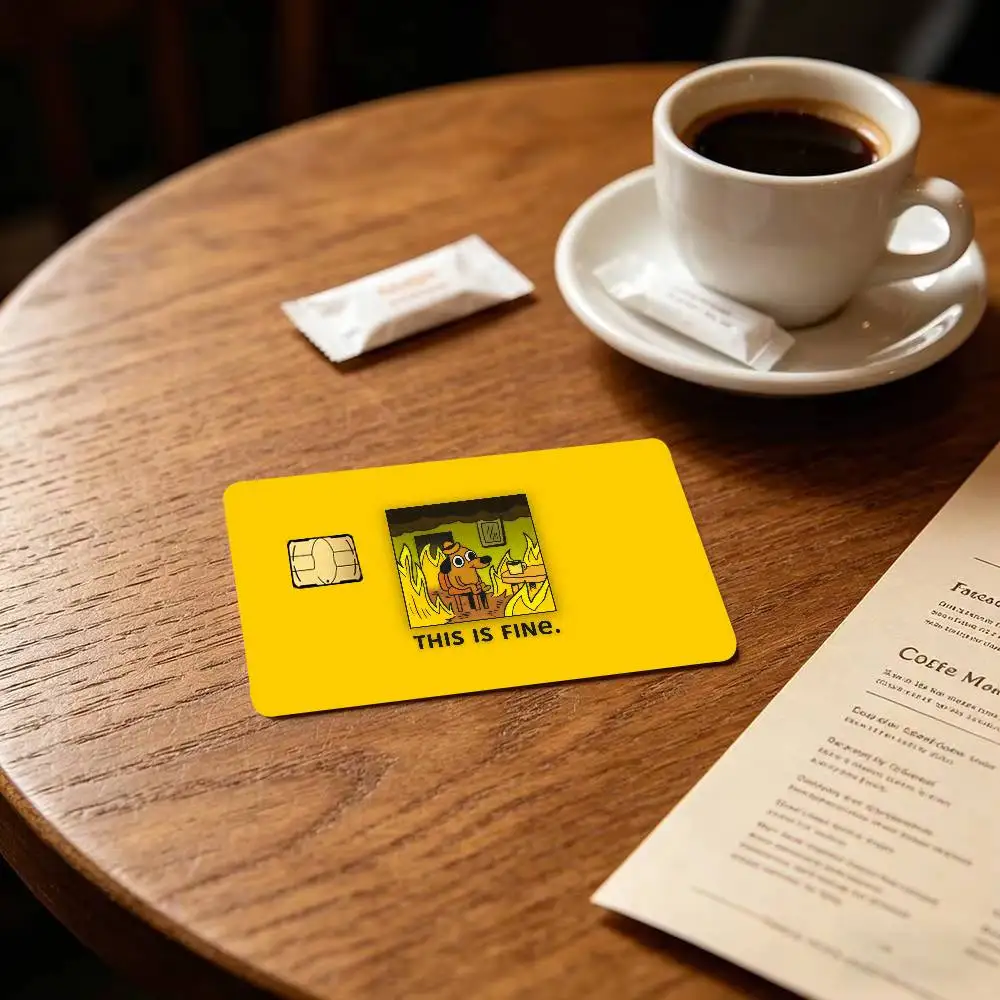 This is Fine Dog Funny   Diy Credit Debit Card Sticker Party Sticker Decoration Waterproof Small Chip Card Skin Sticker