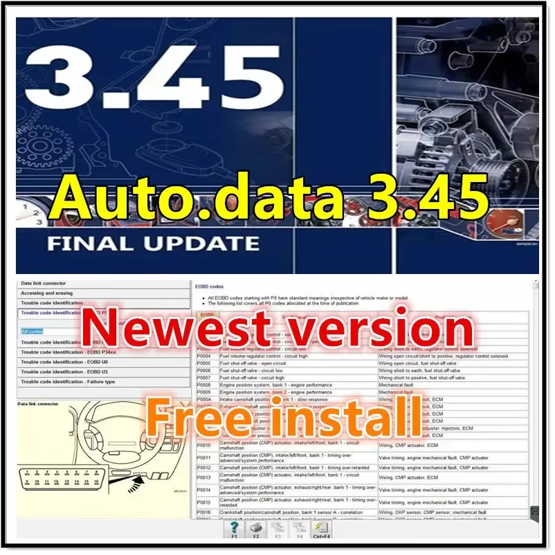 Software de reparación de automóviles Autodata 3,45, caja Virtual de datos 3,45, instalación gratuita, actualización del Softwar