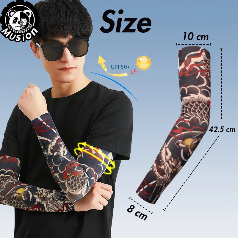 Musion New Seamless Tattoo Sleeves Anti UV Dust Hand Sock Arm Sleeves Fishing Motorcycle Bicycle Unisex Tattoo Sleeve Set A Pair