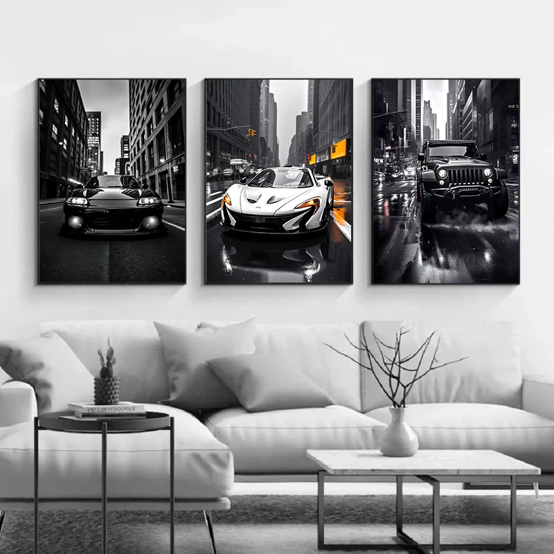 Modern Car Series Evolution M3 M4 Poster Black Luxury Racing Car Canvas Painting Wall Picture for Living Room Home Decoration