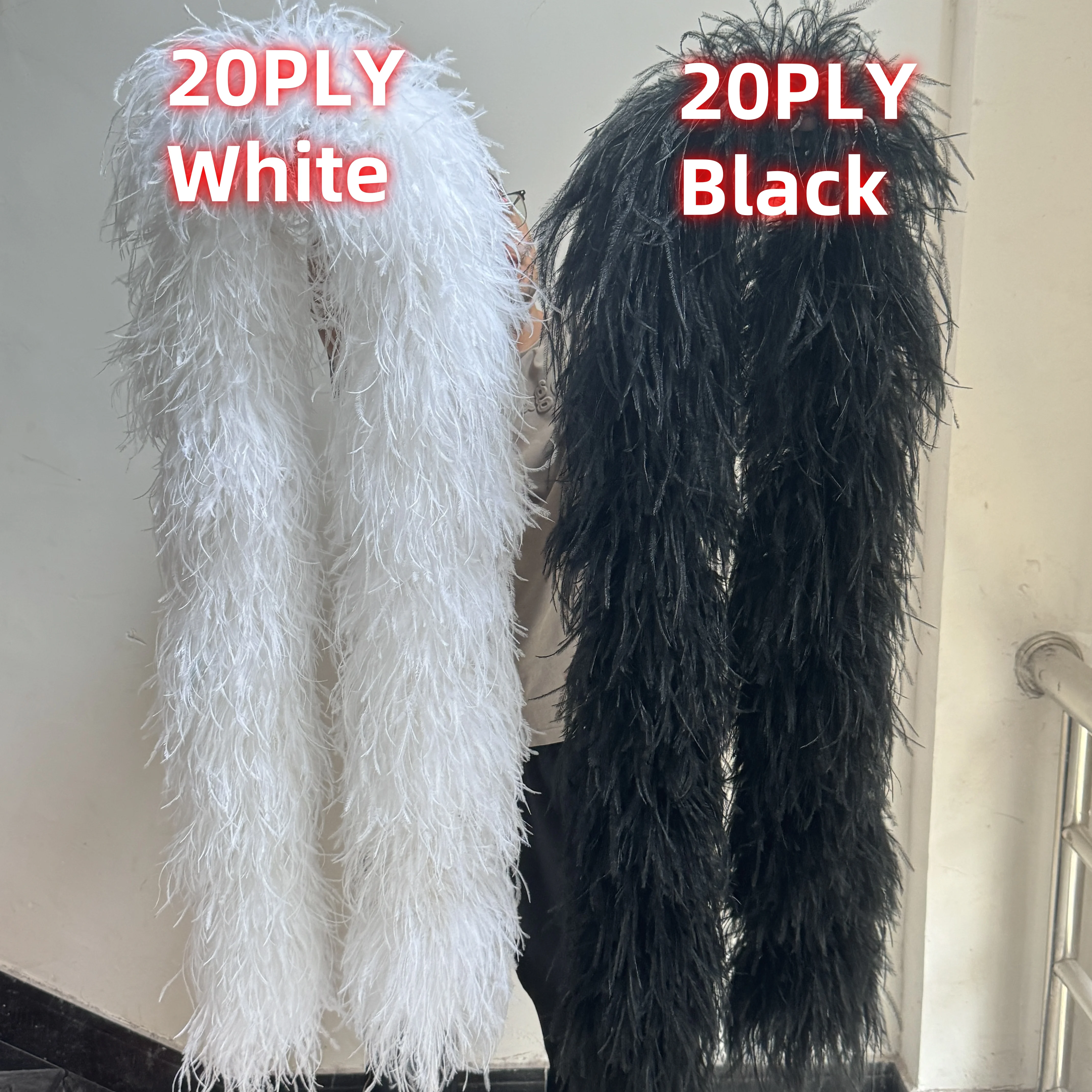 10Ply 20Ply Boa Fluffy Ostrich feathers Decoration Trims 1M 2M Decoration Ribbon for Wedding Party Dress Sewing Accessory