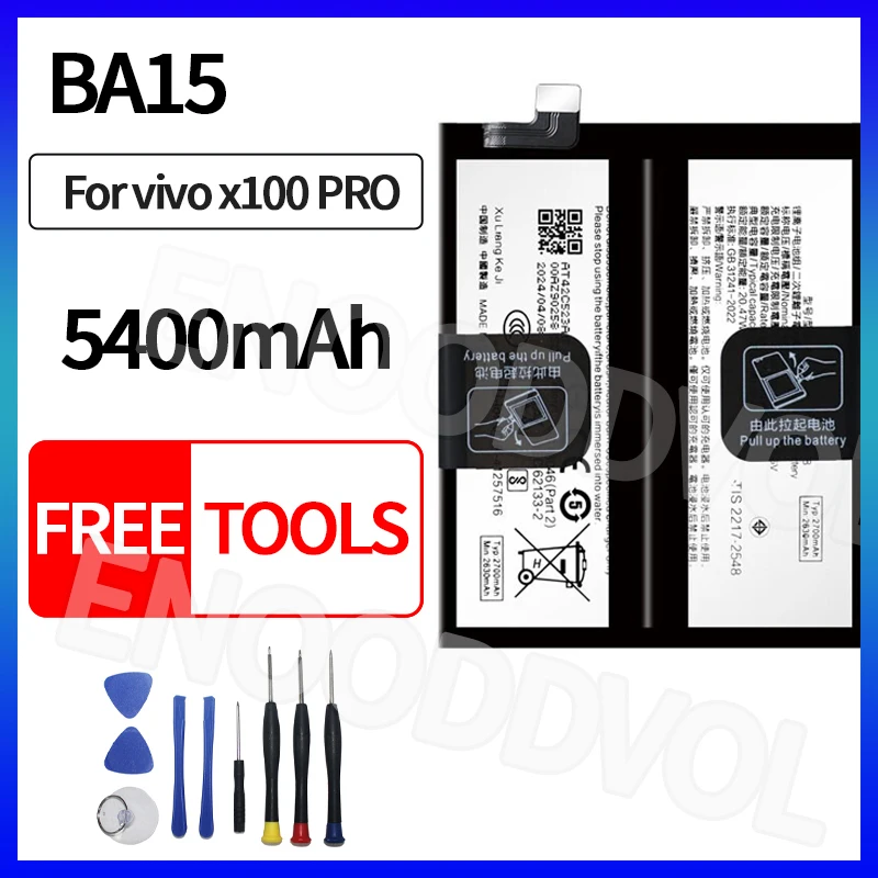 

100% Brand New BA15 Battery for Vivo X100 Pro High Capacity Long-lasting Replacement Battery with Free Tools