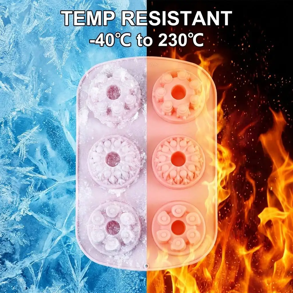 6-Cavity 3D Flower Silicone Mold Mixed Floral Pattern Cake Decorating Tools Chocolate Jelly Molds Kitchen Bakeware Accessories
