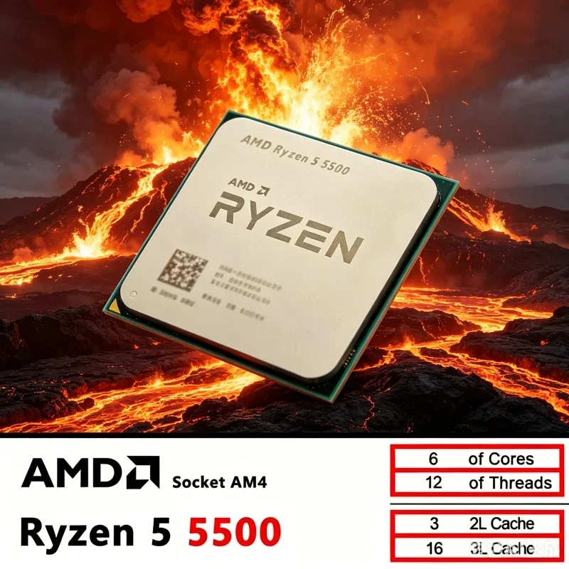 Swift Great Value Unlocked AMD Gaming Desktop CPU Ryzen 5 5500 R5 5500X,6-Core 12-Thread 4.2GHz,Socket AM4 Without Package