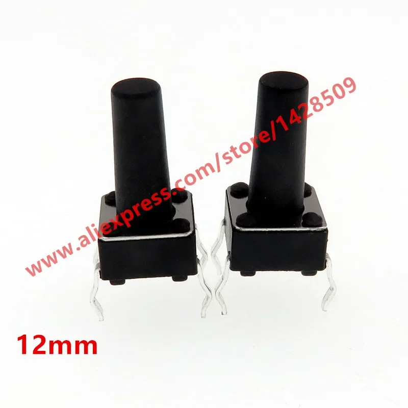 500PCS 6X6x12mm 4PIN dip TACT push button switch Micro key power tactile switches 6x6x12 6*6*12MM Light touch