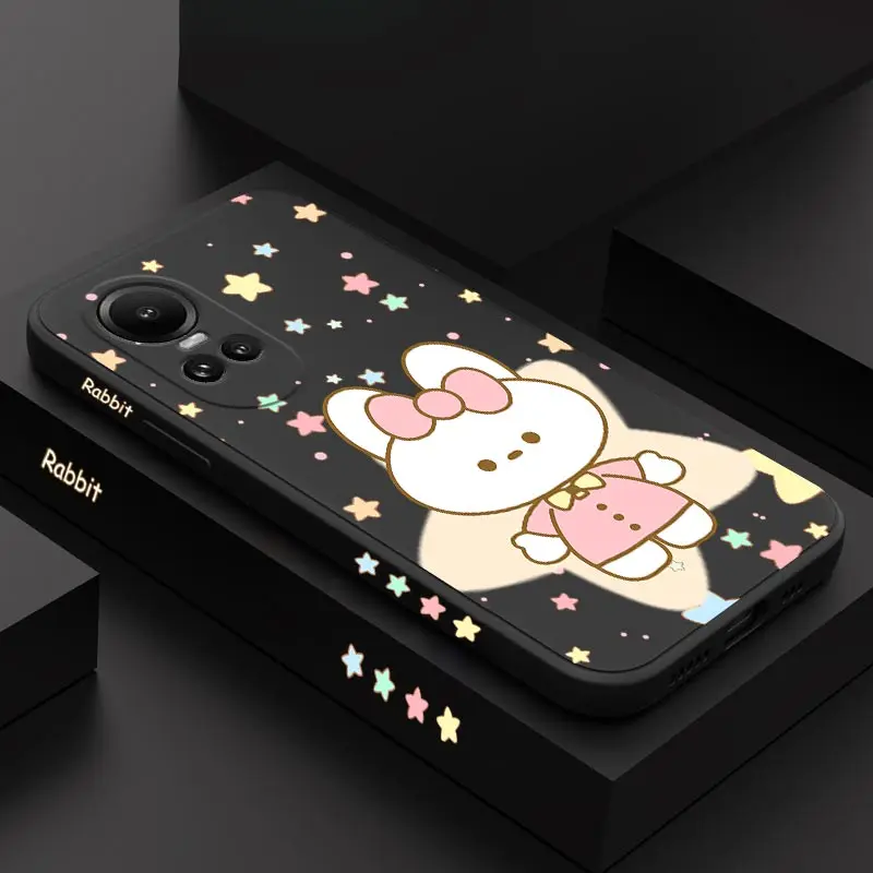 Reno 10 Starry Sky Rabbit Silicone Phone Case For OPPO Reno 10 10ProPlus 8T 7Z 10Pro 7Lite 5Pro 8Pro 6 7 8 5F 4 6Lite 5 4Z Cover