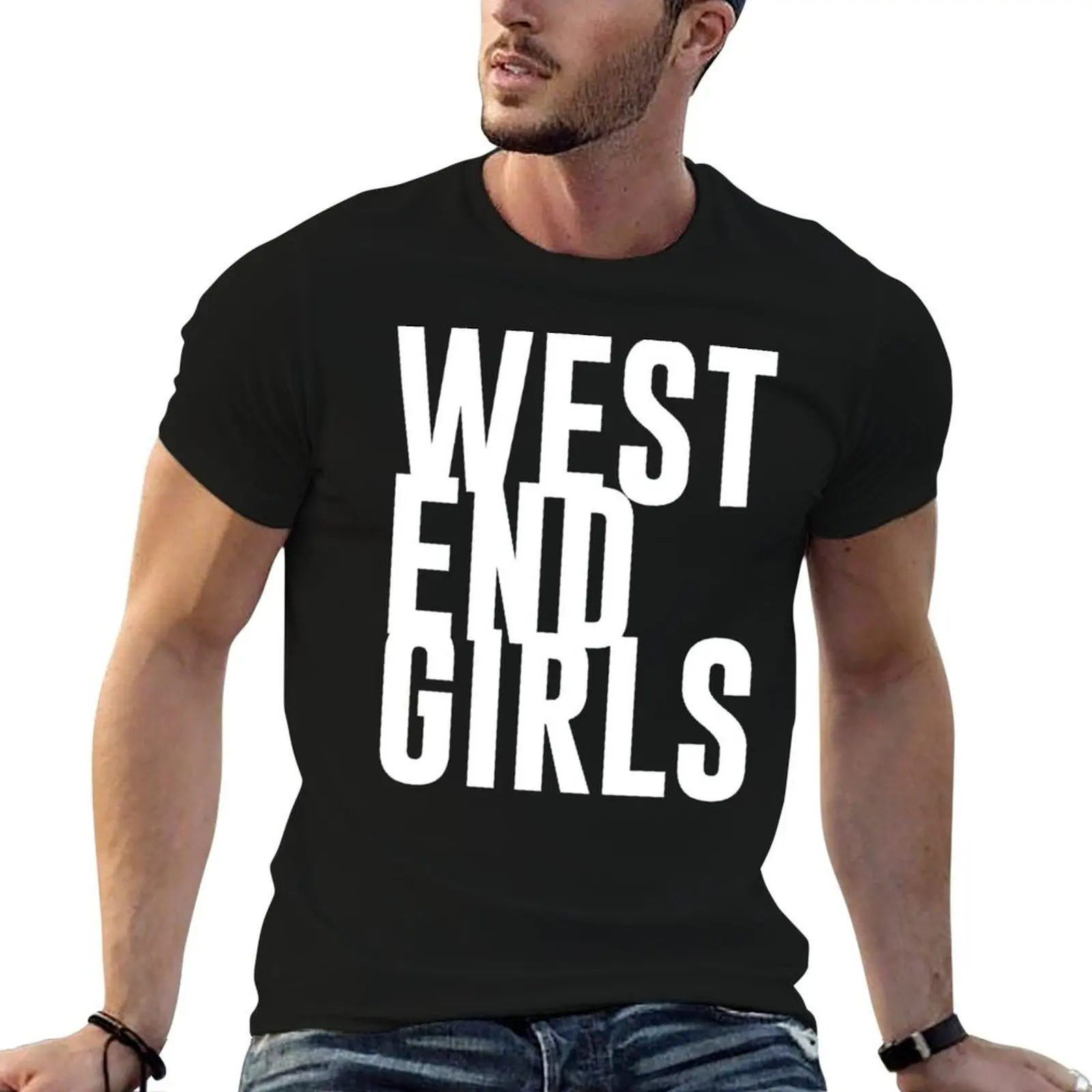تي شيرت أبيض للفتيات من West end تي شيرت رجالي للرجال تي شيرت كاجوال مصمم للرجال تي شيرت جرافيك
