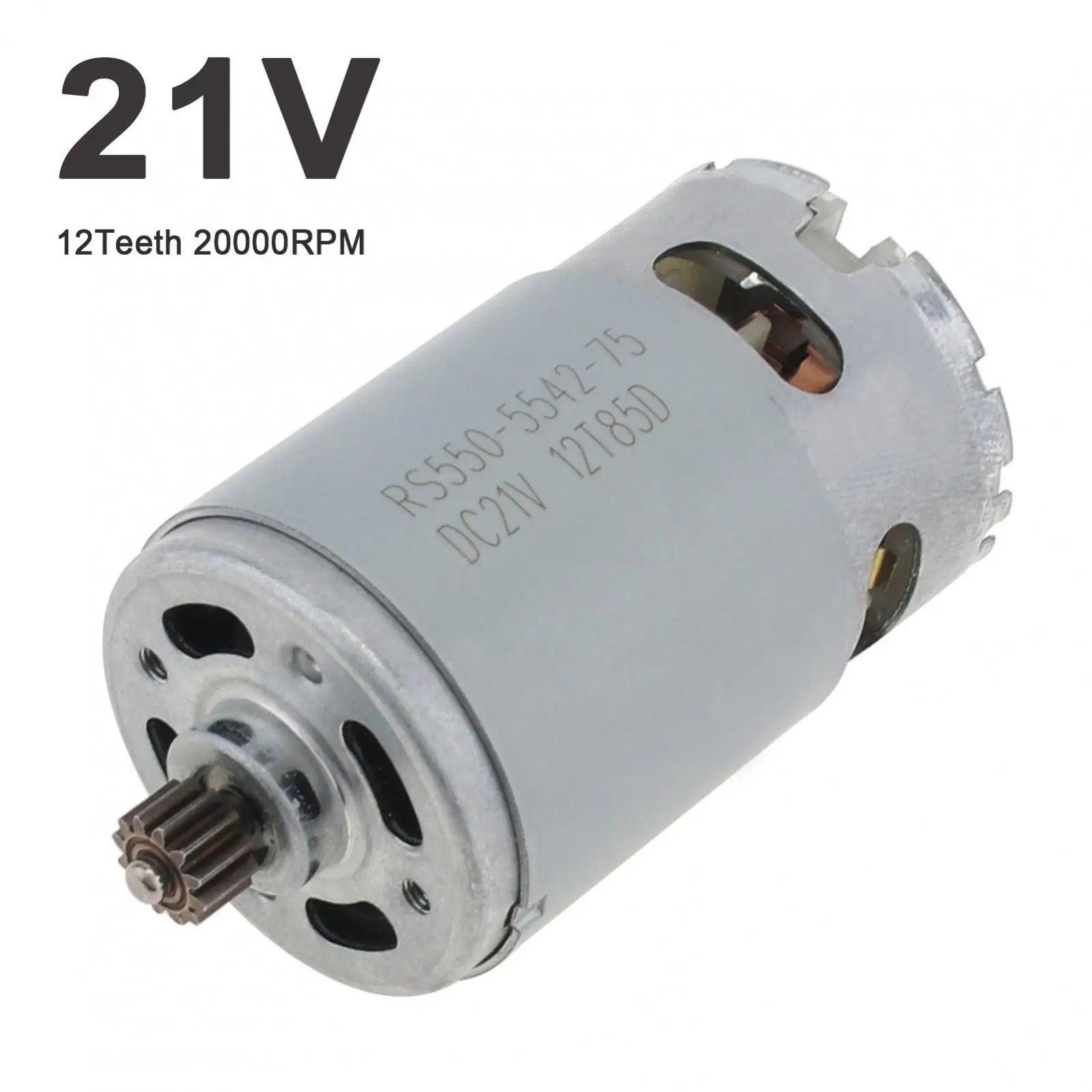 RS550 21V 20000 RPM Two-speed 12 Teeth Micro DC Motor with High Torque Gear Box for Electric Drill / Screwdriver