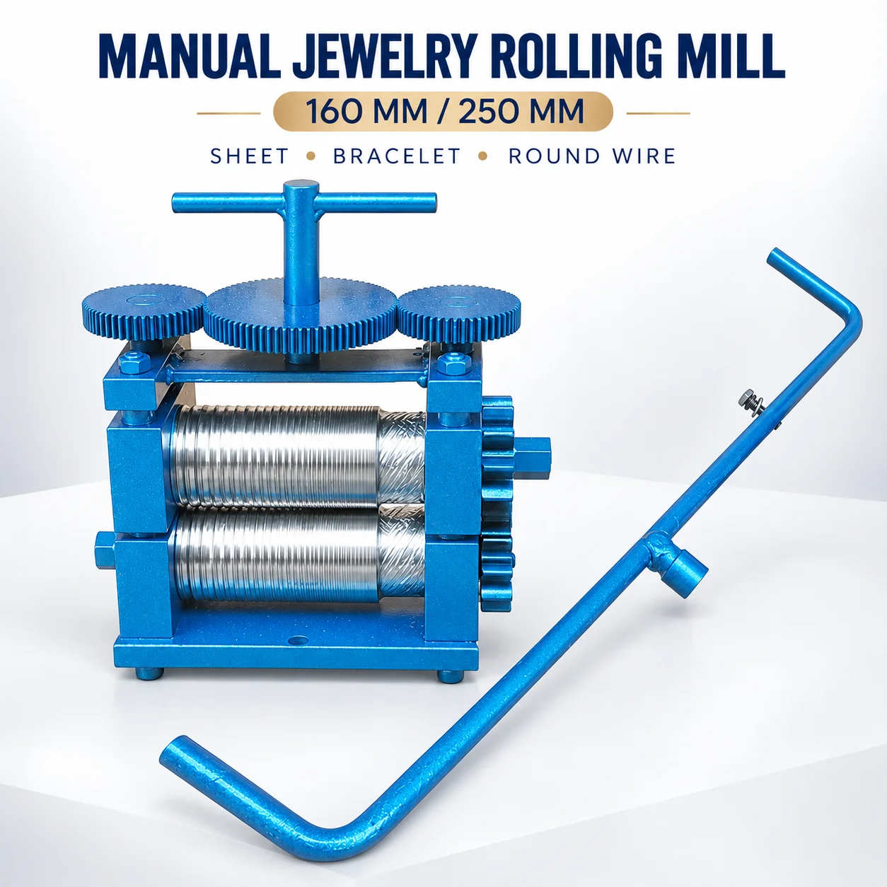 160mm/250mm Long Handle Gold And Silver Metal Rolling Mills Press Machine Bracelet Round Wire Press Manual Jewelry Rolling Mill