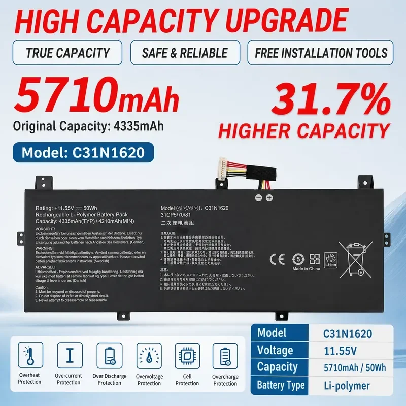 [NEW] C31N1620 battery For ASUS Lingyao U4100UQ UX430UA UQ P5440U P5440F PU404U UF
