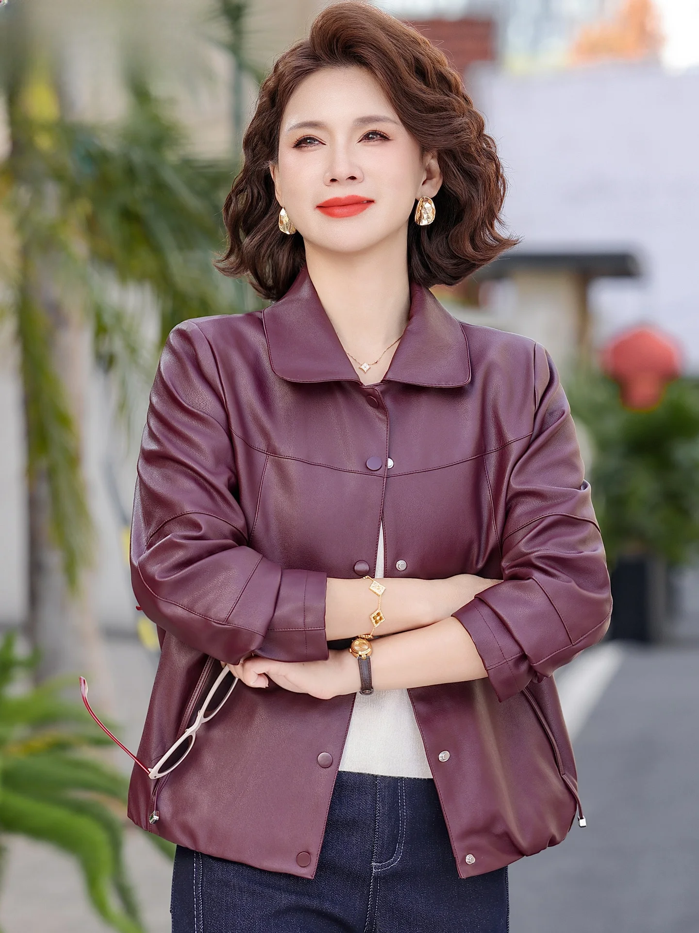 

Весенняя модная короткая куртка-кардиган для женщин среднего и старшего возраста, из полиэстера, в корейском стиле, мягкая, непромокаемая