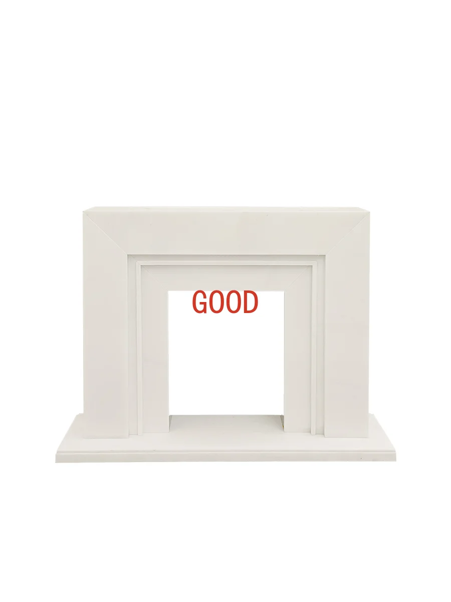 

Fireplace Natural White Marble Material French Simplicity Modern American Stone Carving Flower Curio Cabinet Stone Fireplace