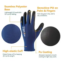 3pairs Ultra-Thin PU Coated Work Gloves,Excellent Grip,Nylon Shell Black Polyurethane Coated Safety Work Gloves, Knit Wrist Cuff 2