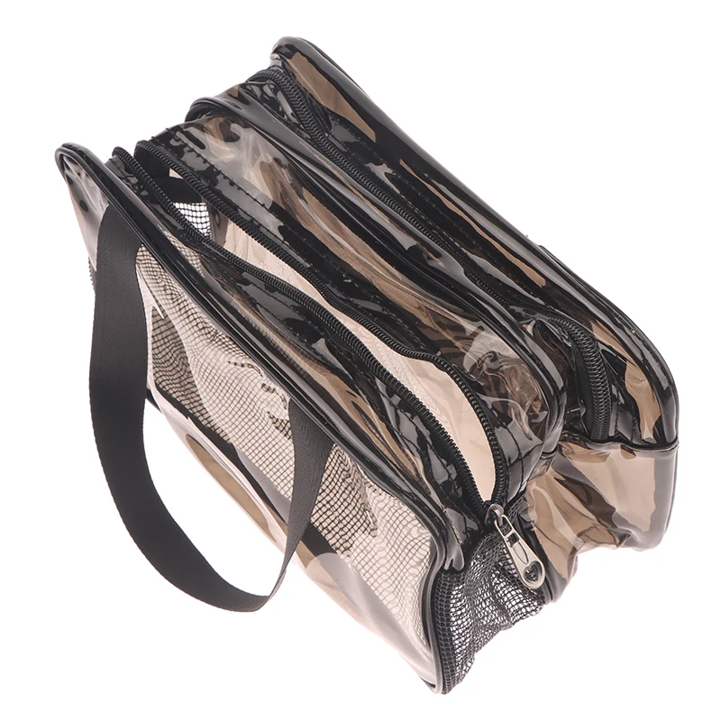 PVC Double Layered Large Capacity Cosmetic Organizer Portable Travel Wash Bag Women Girls Transparent Waterproof Makeup Pouch