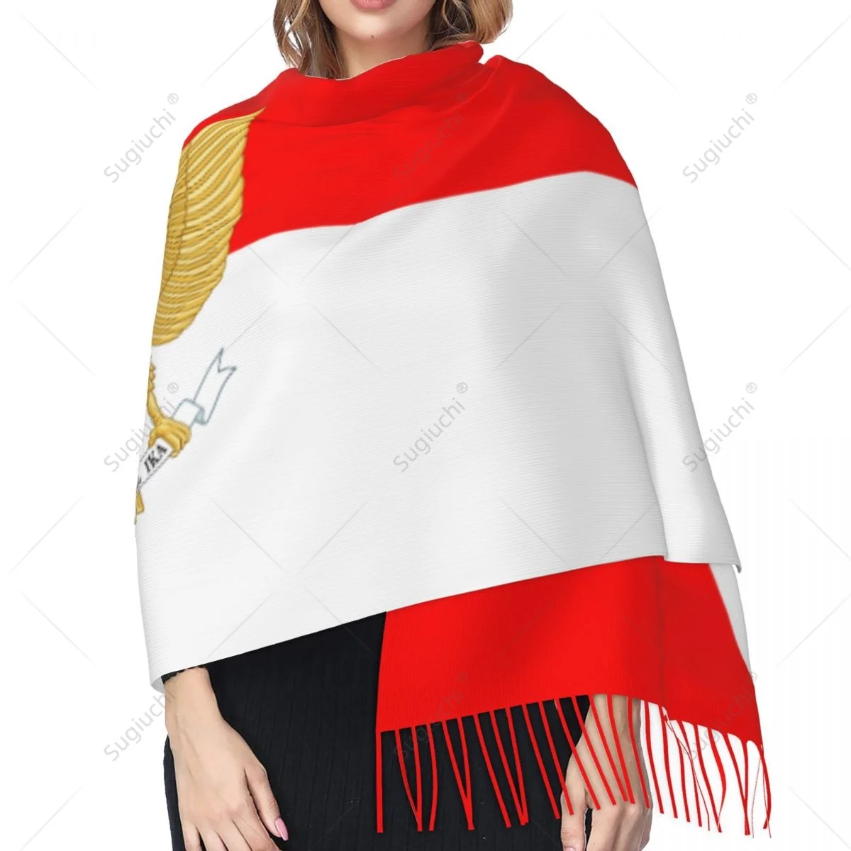 Indonesia Emblem Flag Scarf Pashmina Warm Scarves Shawl Wrap Hijab Spring Winter Multifunction Unisex