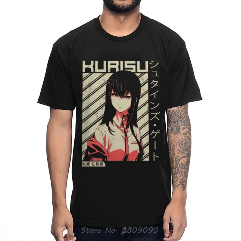 Latest Steins Gate 0 Makise Kurisu T Men New Custom Natural Cotton T-Shirt Anime Summer Tshirt Cool Tees Harajuku