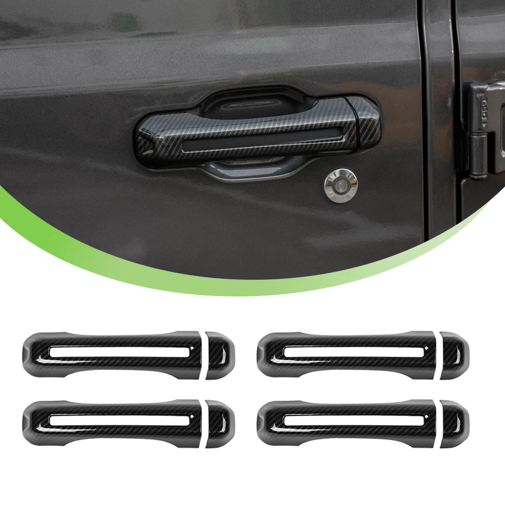 Door Grab Handle Decoration Cover Trim Decal for Jeep Wrangler JL Gladiator JT 2018-2023 4-Door Car Accessories ABS Carbon Fiber