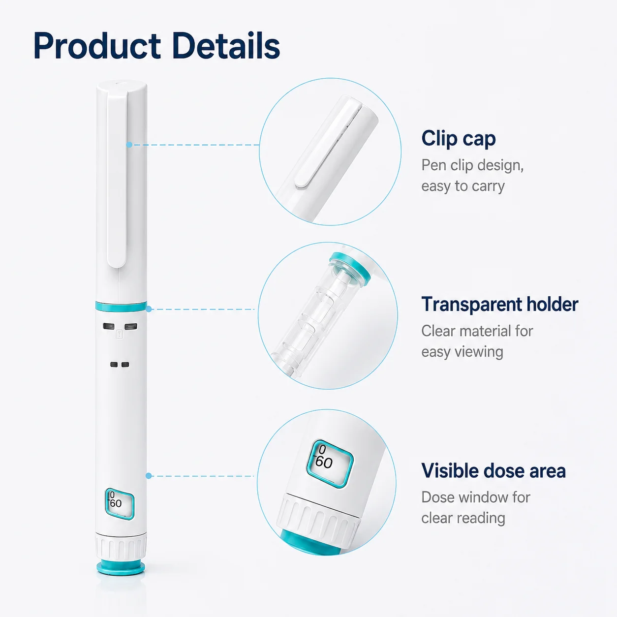20PCS Disposable Injection Pen Portable Insulin Pen Colorful Peptide Pen Self-Injector Pen 3ml 60IU Home Cartridge Insulin Pen