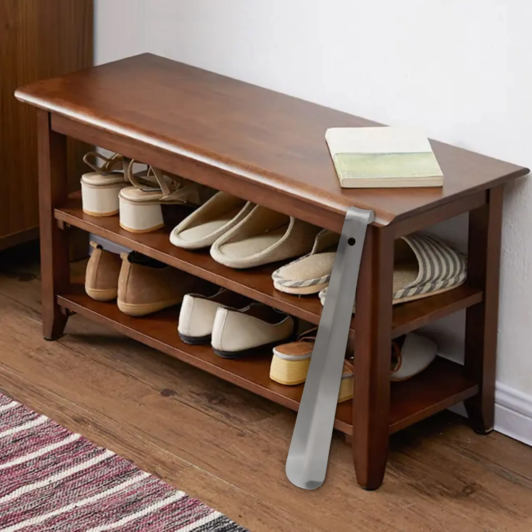 ABQR из нержавеющей стали с удлиненной ручкой, рожок для обуви, инструмент для подъема обуви, серебро, 30 см/11,8 дюйма