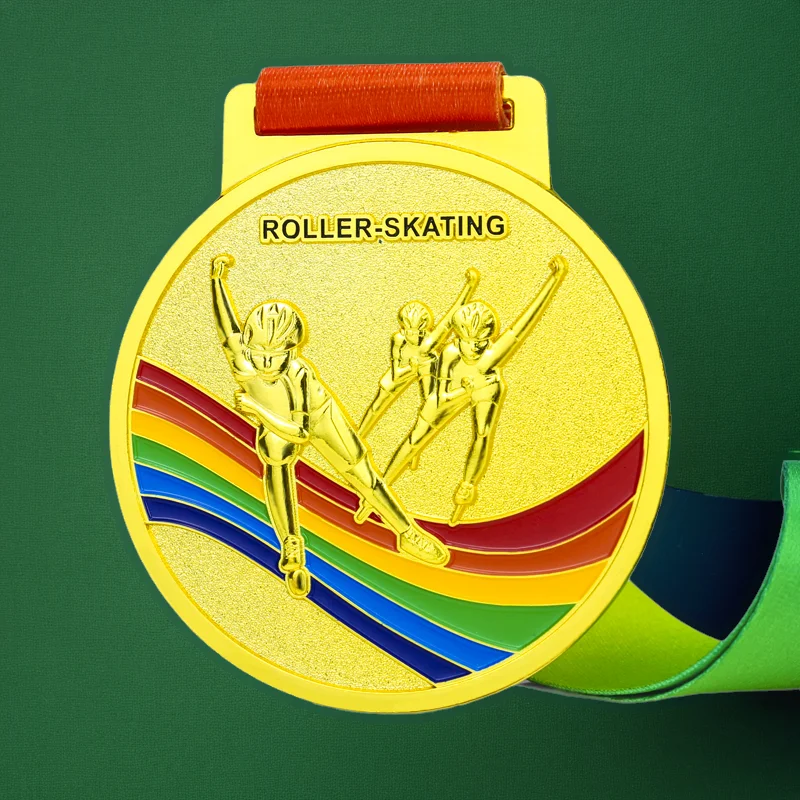 

Металлическая медаль для соревнований по катанию на роликовых коньках по индивидуальному заказу, золото, серебро, медь, сувениры на награды, висит вокруг декора шеи, 1 шт.