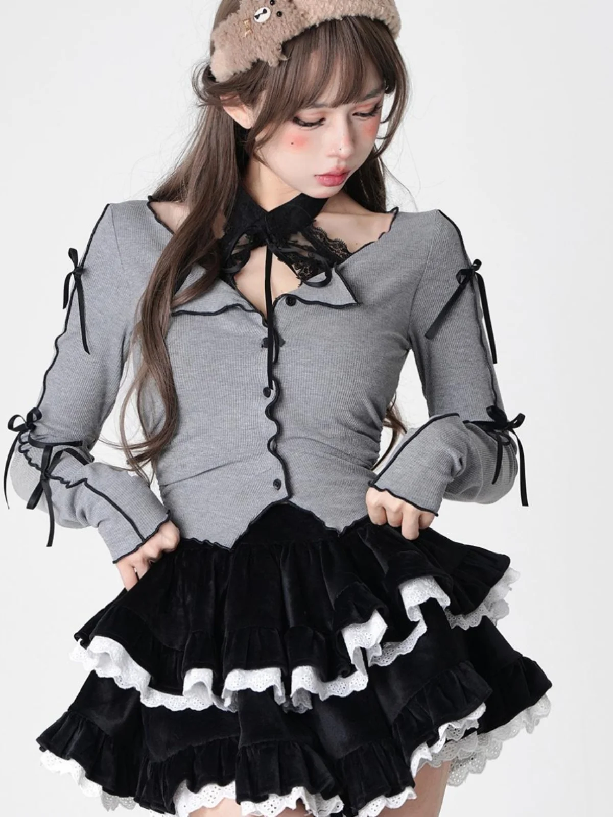 

Slimming High Waist Ballet Design Ruffle Splicing Puffy Cake Half Skirt Women's Spring Summer Floral Slimming Skirt