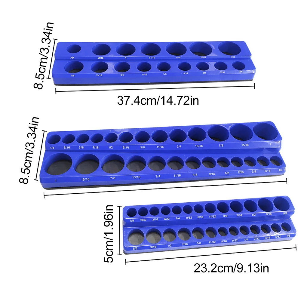 Magnetic Socket Organizer Set 1/2 3/8 1/4 Drive Metric SAE Socket Trays Magnetic Socket Organizers Professional Tools Organizer